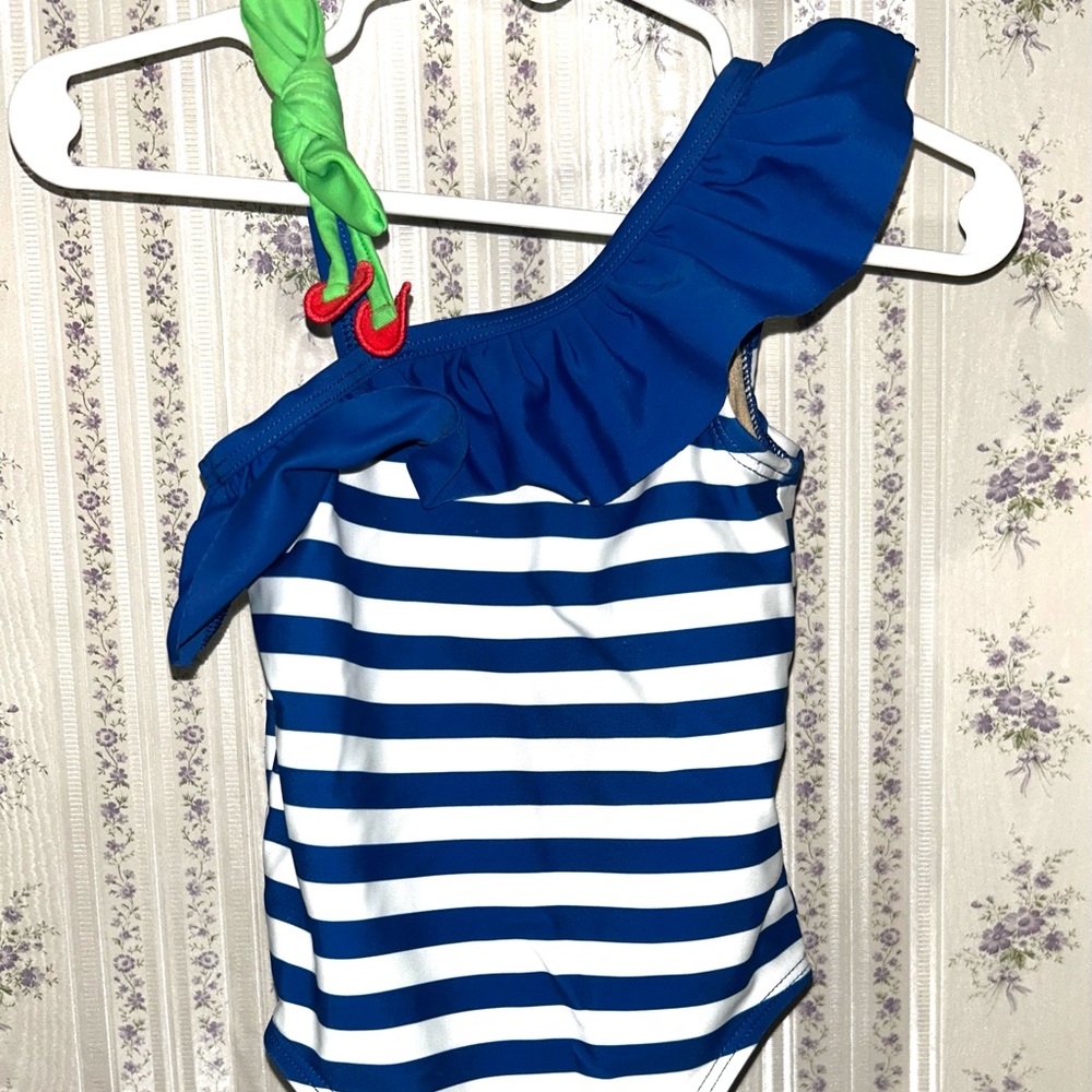 Old Navy Blue and White Striped Kids One Piece